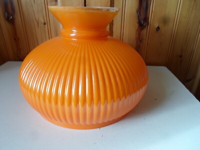 Original Valor Glasschirm für Öl Tischlampe orange / weiß innen 22 cm Sockel