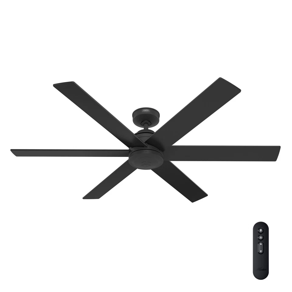 Hunter Fan 60 in Contemporary Matte Black Indoor/Outdoor Ceiling Fan w 6 Blades