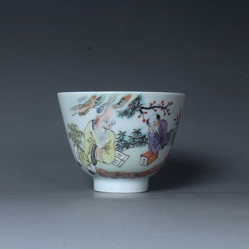 2,9" 80ML China Famille Rose Porzellan Handmalerei The Old Education Kind Tasse - Bild 1 von 8