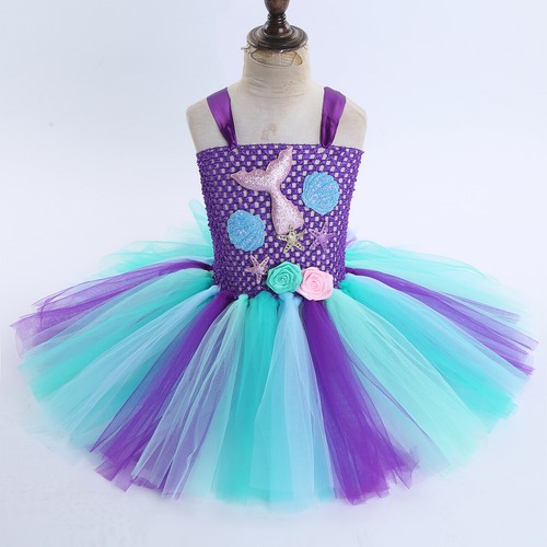 iEFiEL Kids Girls Princess Mermaid Rainbow Tutu Dress Party Birthday AU - Picture 21 of 40