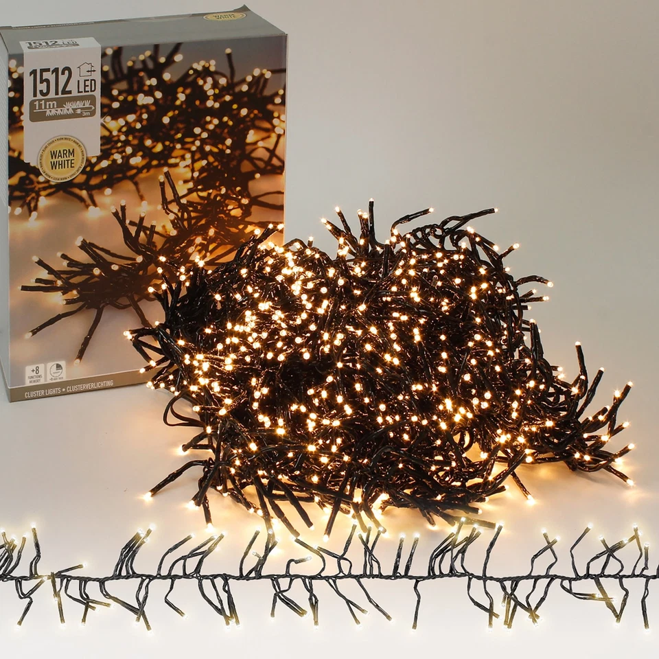 Cadena de luces para árbol de Navidad en racimo LED blanco cálido 5,5m/8,5m/11m - Imagen 1 de 1