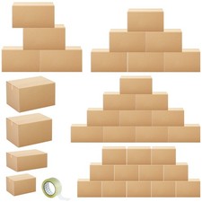 32 Pack Assorted Size Corrugated Cardboard Shipping Moving Boxes Tape Kraft