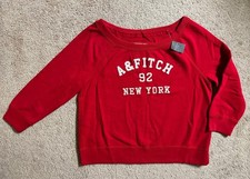 Abercrombie  Fitch Womens Logo Sweatshirt Soft Terry Cotton Red size Medium NEW