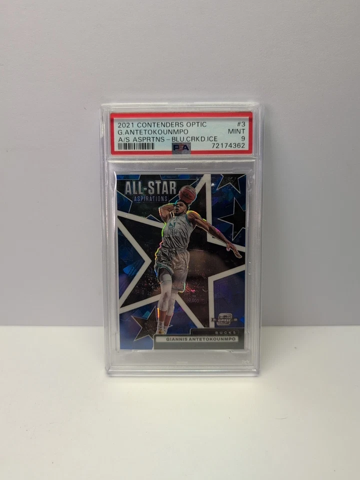 2021-22 Optic Contenders Giannis Antetokounmpo Blue Cracked All Star /75 PSA 9 - Image 3 of 4