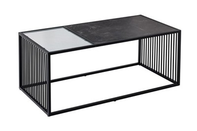 Couchtisch Schwarz Modern 100 x 50 x 40 cm (LxBxH) Marmor Optik Wohnzimmertisch
