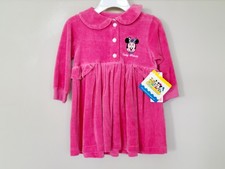 Vintage Disney Baby Minnie Mouse Dress Long Sleeve Pink 12M Embroidered NWT 90s