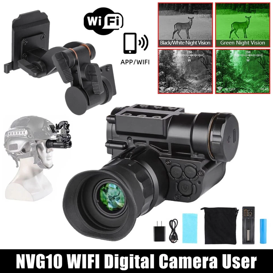 NVG10 Monocular Night Vision Goggles 1080P WiFi for Hunting Observation Helmet. - Image 2 of 4