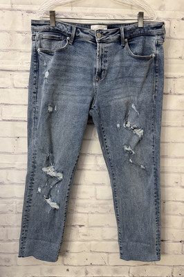 Dear John 32 Blaire Straight Leg Ripped Blue Jean Stretch Relaxed Cropped