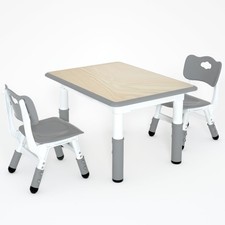 Kids Table and 2 Chairs Set  Height Adjustable Children Table  Chair  Toddlers...