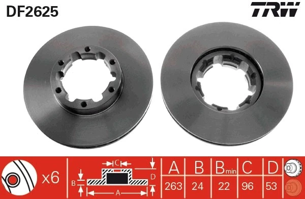 2x BRAKE DISC DF2625 FOR NISSAN TD27T 2.7L BD-30Ti 3.0L LD23 2.3L 4cyl - Image 2 of 4