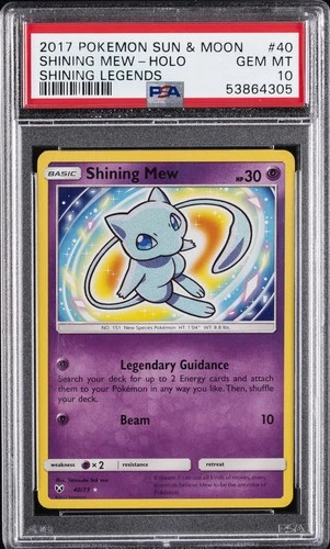 2017 POKEMON SUN & MOON SHINING LEGENDS #40 SHINING MEW-HOLO PSA 10