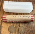 1955 P & D  LINCOLN WHEAT PENNY ROLL - COIN TUBE - ESTATE FIND