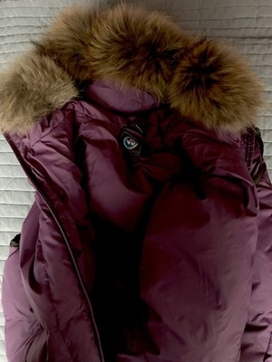 Napapijri Weste Daunen Damen XL 40 lila Echtpelz Racoon