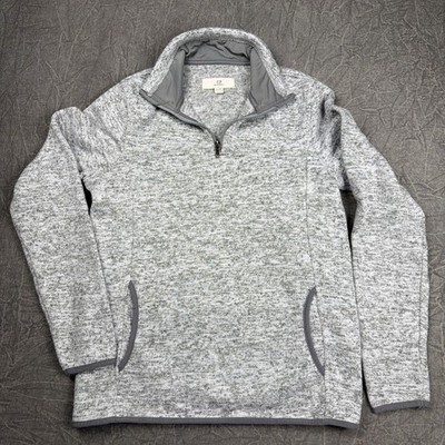 Thread & Supply Pullover Womens Large Fleece 1/4 Zip Sweater Heather Gray