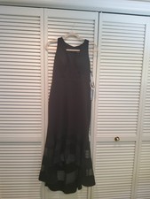 Xscape Black Sleeveless V-Neck Maxi Dress Size 10P Petite Zip Solid