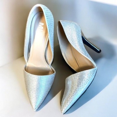 MIA Studded D Orsay Silver Stiletto Pumps Size 7.5 New