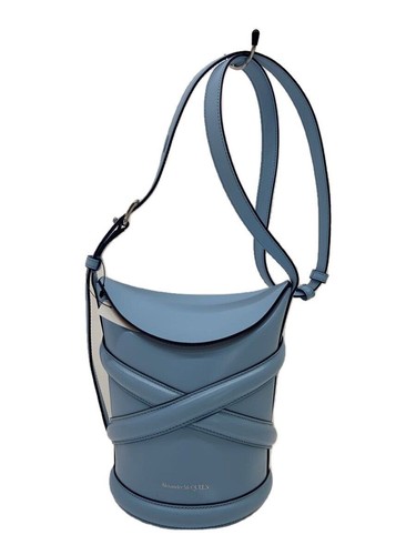 Alexander McQueen Shoulder Bag The Curve Leather Blue Used