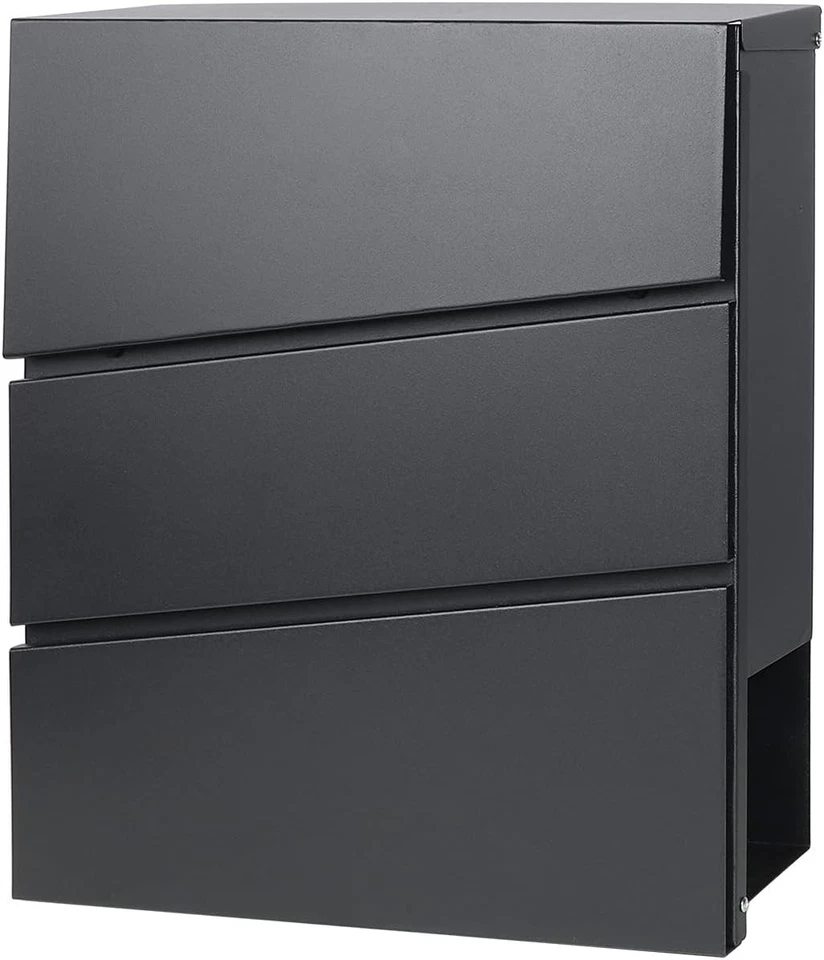 Weatherproof Locking Mailbox with Newspaper Holder – Modern Black Design - Image 3 of 4