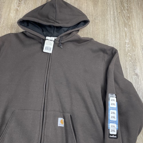 Vintage NOS RARE Carhartt Thermal Lined Hoodie 2XL Jacket NWT Brown J272 DKB - Picture 6 of 19