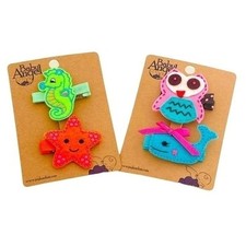 4 Pack Girls Multicolor Animal Bow Hair Clips Angel Baby One Size NWOT