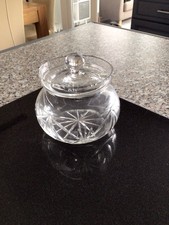 Vintage Cut Glass Jam/ Preserve Pot In Excellent Condition No Damage.