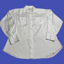 Vintage H Bar C White Pearl Snap Shirt XXL Western Cowboy Ranch USA Striped