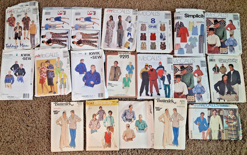 Lot 19 Men's Sewing Patterns Butterick McCalls Simplicity Some Vintage