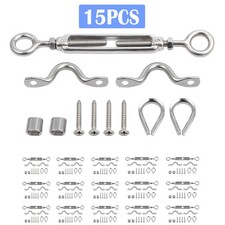 15 Pcs DIY G316 Balustrade Kit Stainless Steel Turnbuckle Wire Handrail Cable