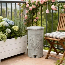 Rustic Farmhouse Decor Trash Can with Lid and Pedal Retro Handmade Distressed...