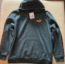 PUMA POWER Tape Hoodie Men's XL Green Gables Orange Logo BNWT