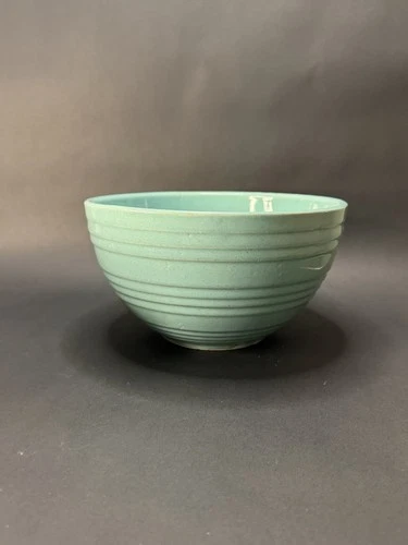 Vintage McCoy USA Ovenproof Ribbed Beehive 8” Mixing Bowl Turquoise Blue