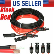 Black Red 10 AWG Solar Panel Extension Cable Silicone Flexible Wire Connectors
