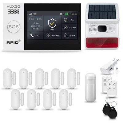 HXA007 Alarmanlage Set WiFi GSM 4G mit 1x PIR-sensor, 9xTürsensoren, Funk Sirene