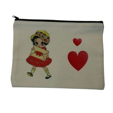 Betty Boop Heart Black Zipper Canvas Pouch Handmade Makeup Bag