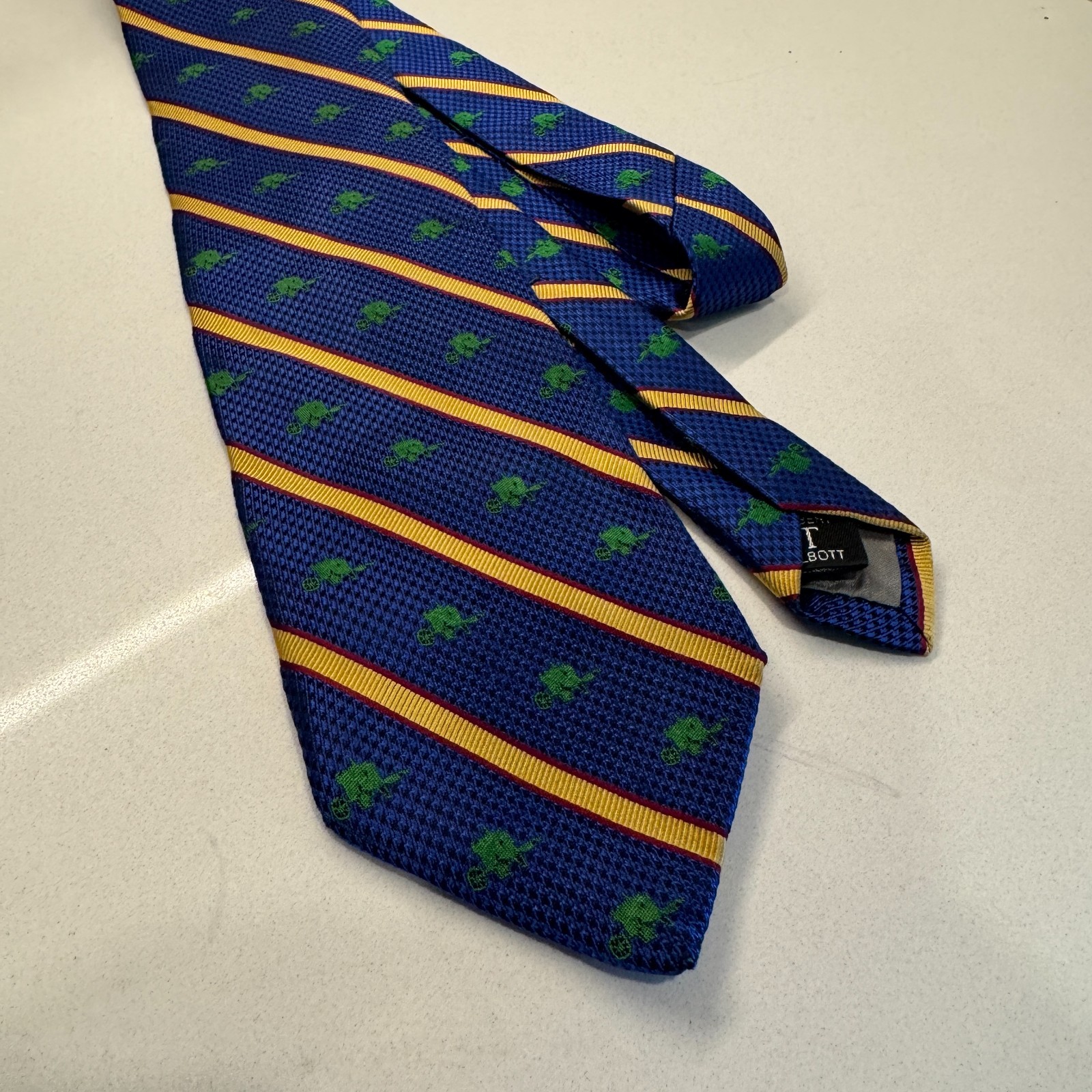 ROBERT TALBOTT Tie Blue Stripe Pattern Geometric Necktie Silk Adult Vintage