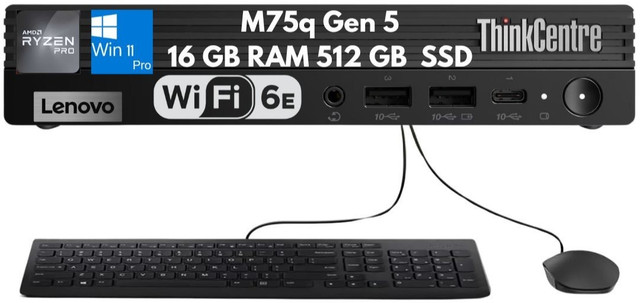Lenovo ThinkCentre M75q Gen 5 Tiny 8-Core Ryzen 7 PRO 8700GE 16GB 512GB WiFi 6E