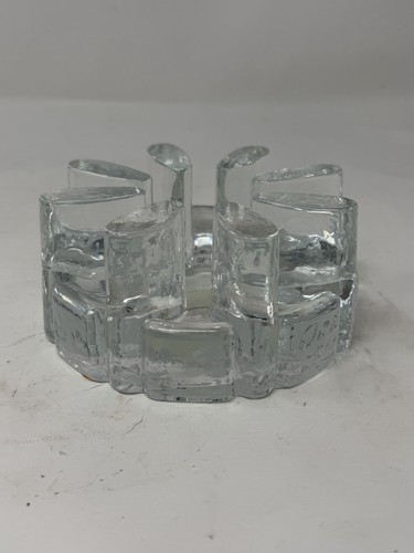 Vintage "ice" Glass Tea Light Candle Holder And Warmer-Made In Portugal