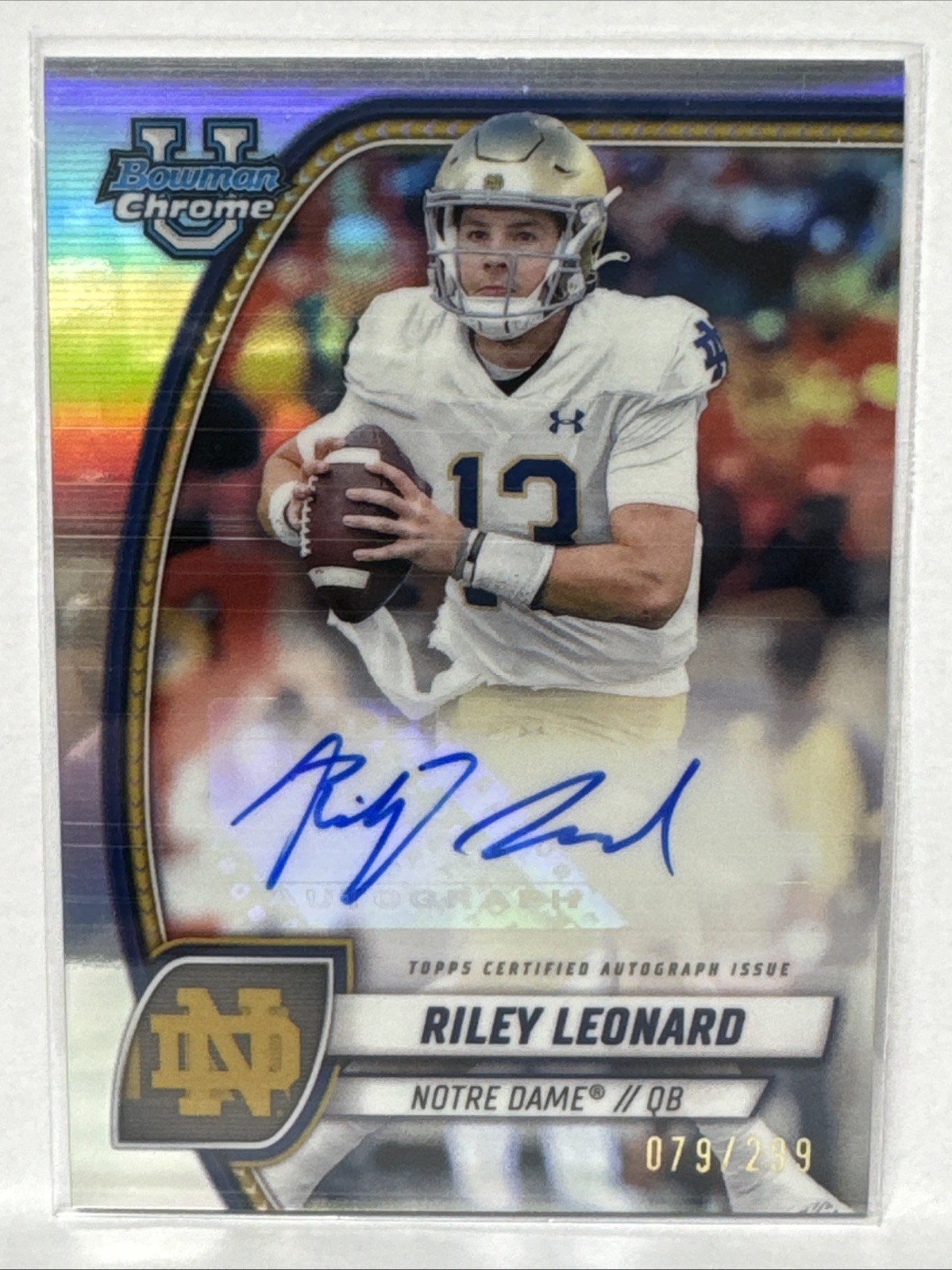 2024 Bowman University Chrome - Chrome Prospect Autographs Riley Leonard #PA-RLE