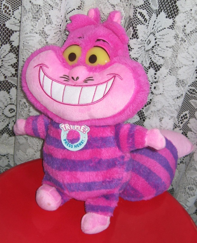 DISNEY ALICE IN WONDERLAND TALKING 10"  "CHESHIRE CAT" PLUSH  LIGHT UP EYES