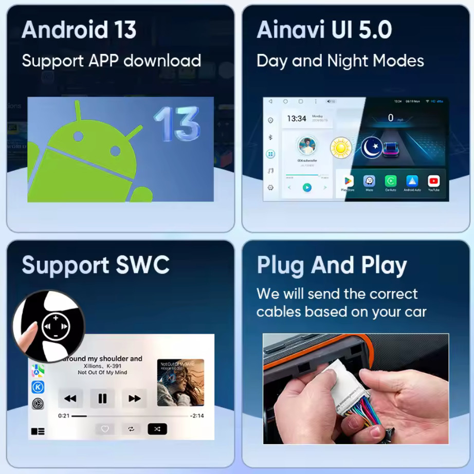 Autoradio Android 13 Smart Fortwo 453 2+64GB 9" CarPlay Android Auto WIFI GPS foto 5