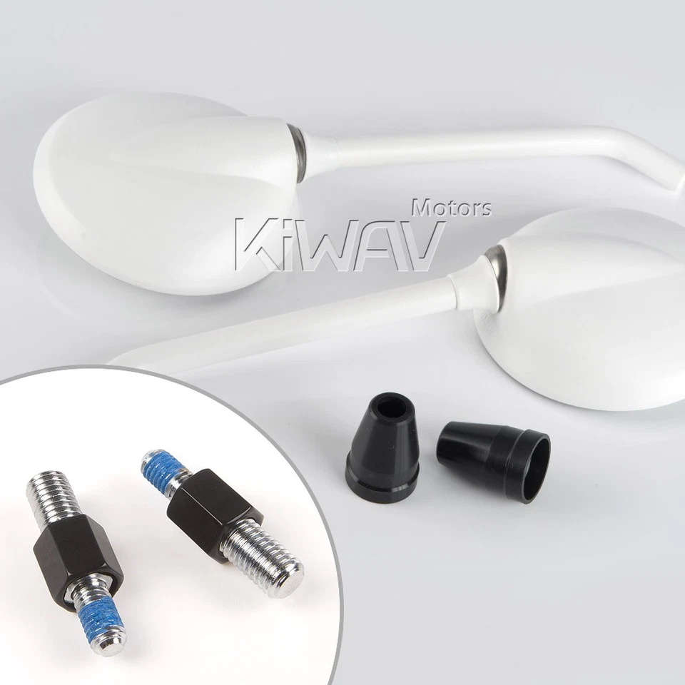 Espejos retrovisores Magazi metal acero forma redonda blanco 10mm x 1.5 paso se adapta a BMW ε Foto 4 de 4