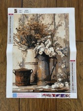 Completed Rustic Flower Arrangement Diamond Art Painting 12 x 15.75