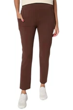 Denim & Co. Women's Active Duo Stretch Slim Straight Ankle Pant Coffee