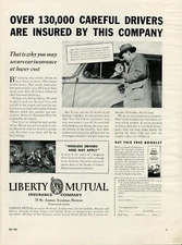 1936 Insurance Liberty Mutual Company Vintage Print Ad Auto Car Boston Drivers