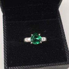 Lab Created Emerald Gemstone 925 Sterling Silver Handmade Jewelry Ring Gift For