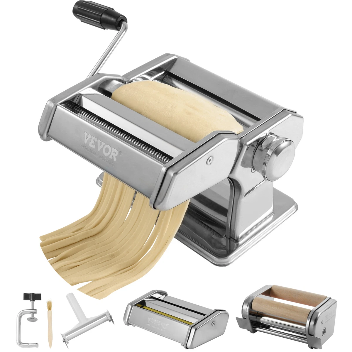 VEVOR Manual Stainless Steel Fresh Pasta Maker Machine Noodle Rollers and Cutter