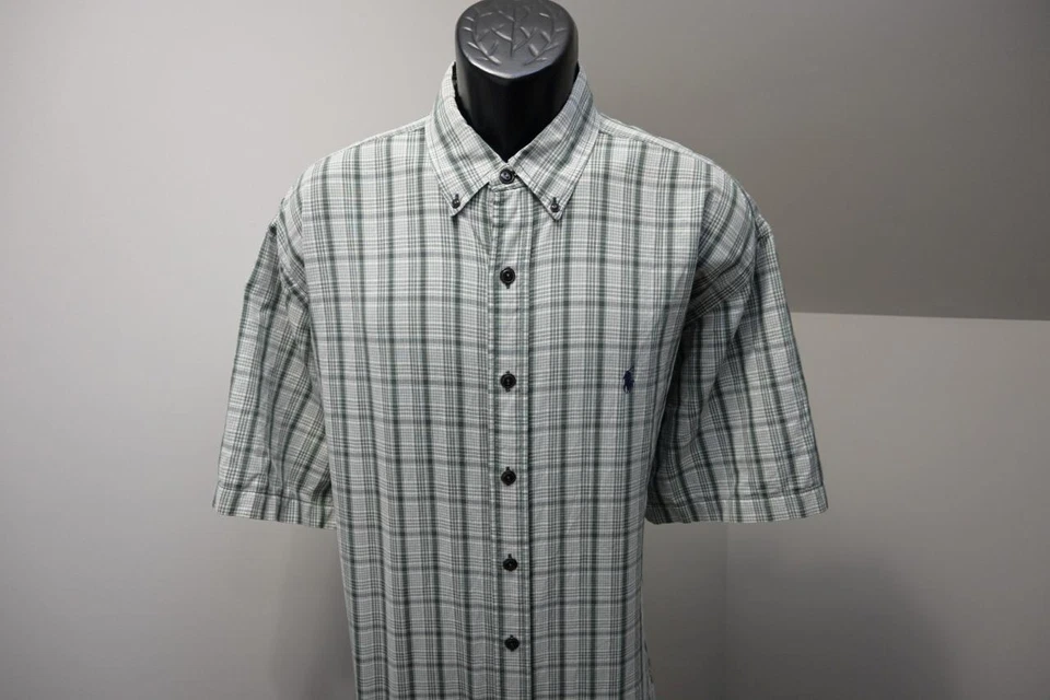 Camisa masculina xadrez manga curta esportiva Ralph Lauren vintage tamanho XL - Imagem 3 de 4
