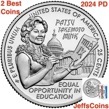 2024 P D The Honorable Patsy Takemoto Mink 3+$2.48 Quarters PD Best In-stock 2