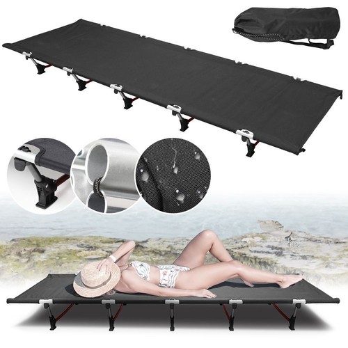 Foldable Camping Bed Stretcher Portable Light Weight Outdoor Hiking Travel Black - Picture 4 of 10