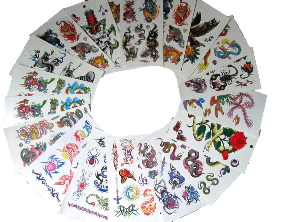 FAT-CATZ-COPY-CATZ 10 or 20 SHEETS BOYS EAGLE DRAGON TIGER SKULLS TEMPORARY TATTOOS PARTY LOOT BAGS